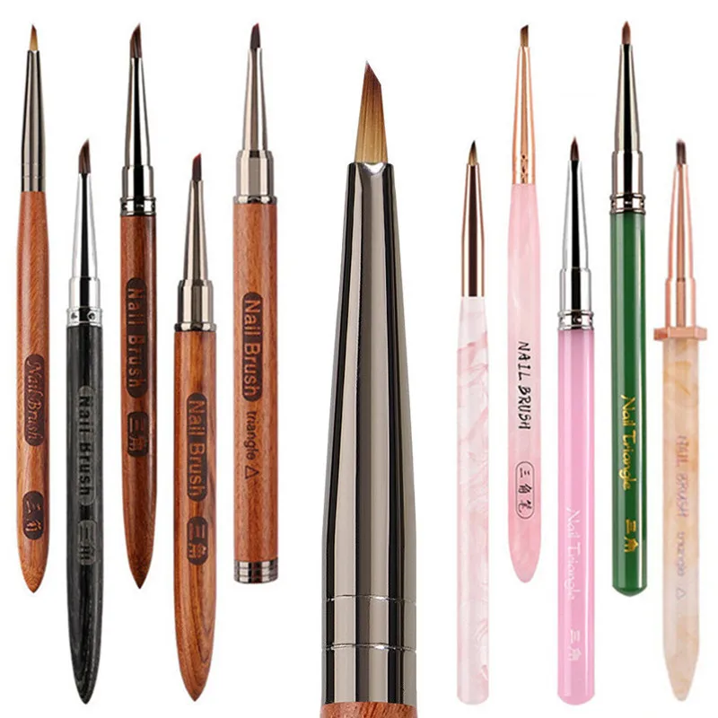 Different Colored Triangular Petal Nail Brush Acrylic Nail Art Liner Brush Stripes Grid Flower Painting Drawing PenManicure Tool