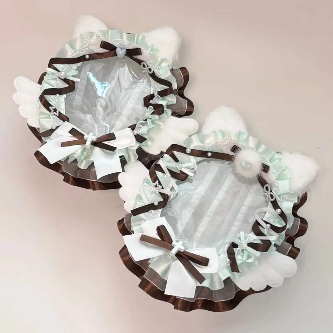 10 cm Doll Bag Keychain Lace Decor Protective Storage Plush Doll Ita Bag  Anime  Storage Case Protection for 10 cm Height Doll