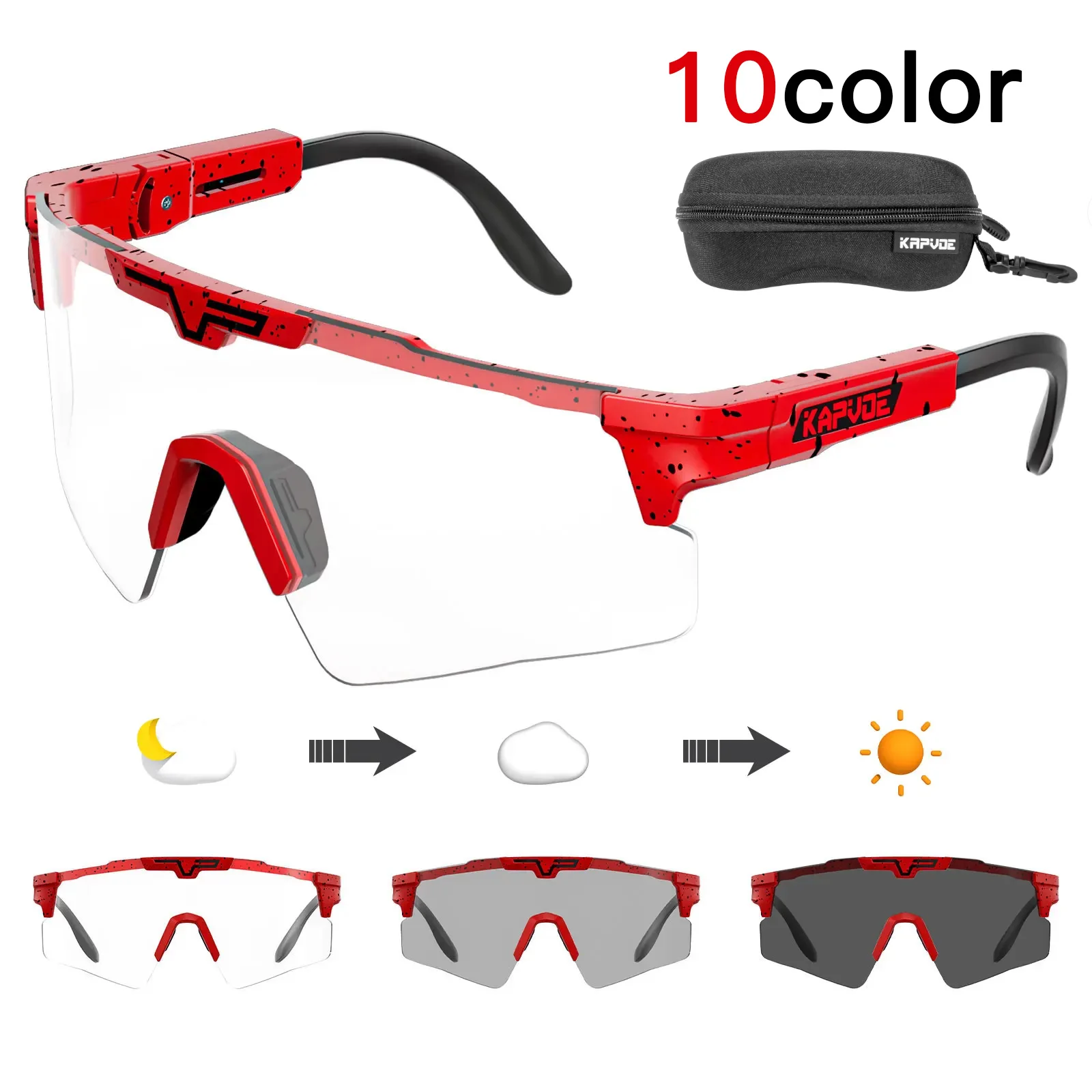 

NEW HD Photochromic Cycling Sunglasses with Wind and Sand Protection Polarized Running and Hiking Bike Goggles
