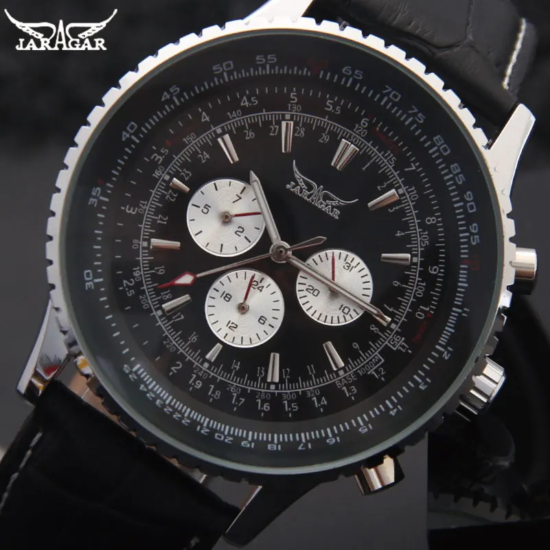 JARAGAR2023 Luxury Mechanical Watches Men Classic Automatic 6 Pin Calendar Big Dial Strap Wristwatch montre homme relojes suizos