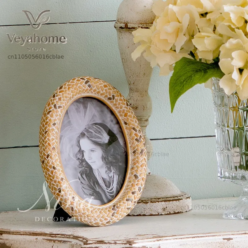Export pastoral retro nostalgic ins wind parquet stone decorative photo frame