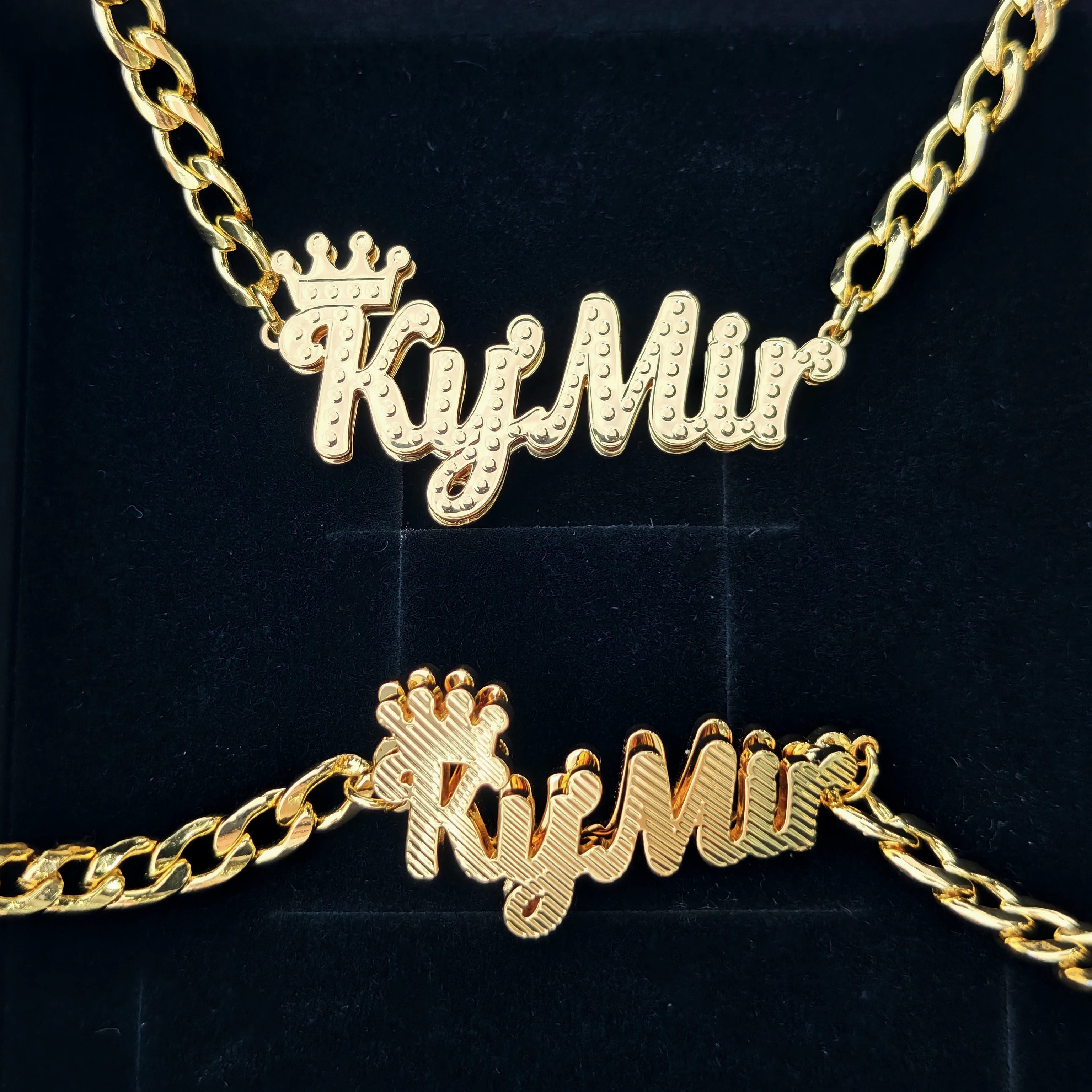 DUOYING Double Layered Crown Boy Necklace with 5mm Cuban Chain Custom Name Jewelry Set Stainless Steel 18k Gold Personalized Gif