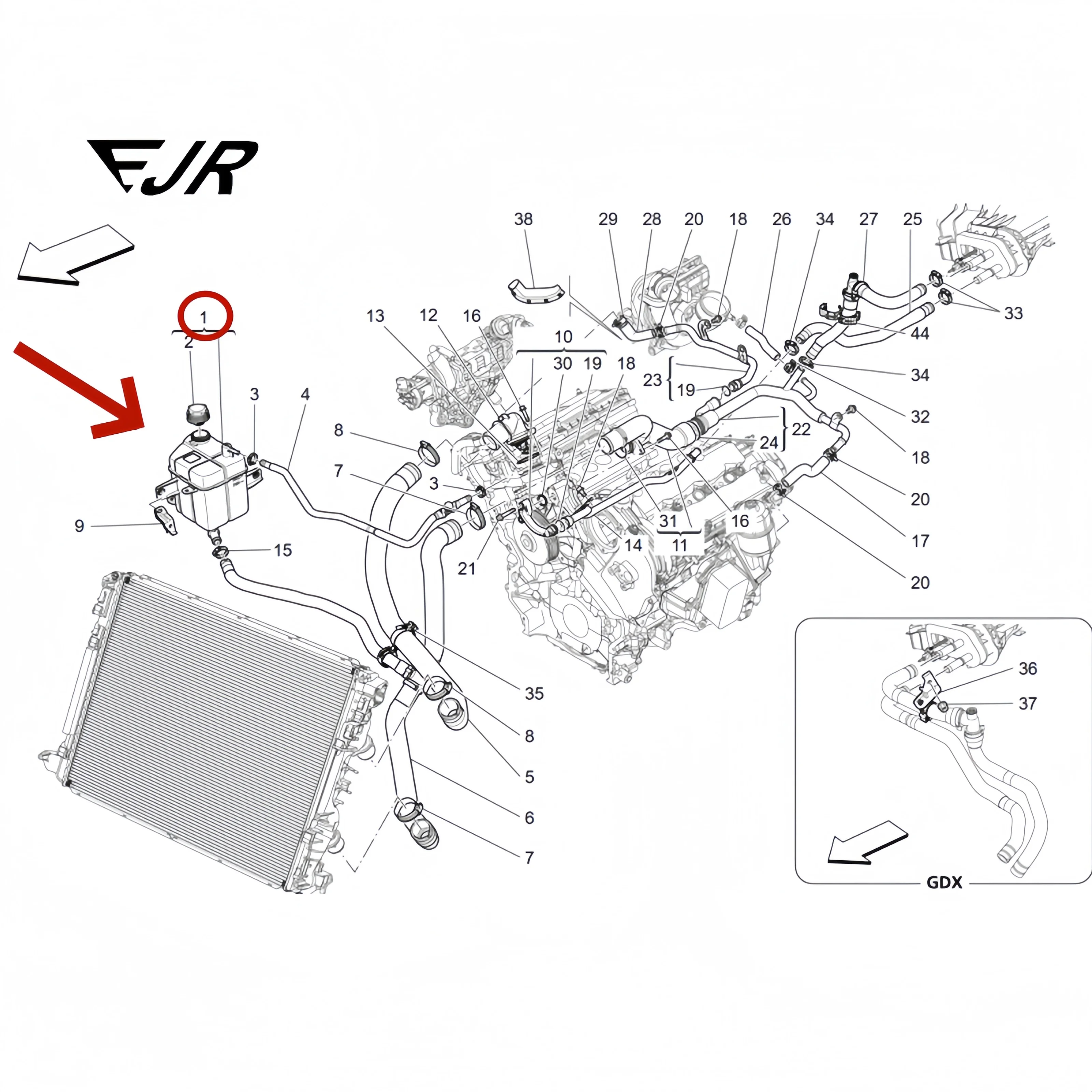 670004150 مجموعة كاملة من زجاجة المياه الفرعية لخزان التمدد مناسبة لمركبة الديزل Maserati QUATTROPORTE GHIBLI LEVANTE V6 #5