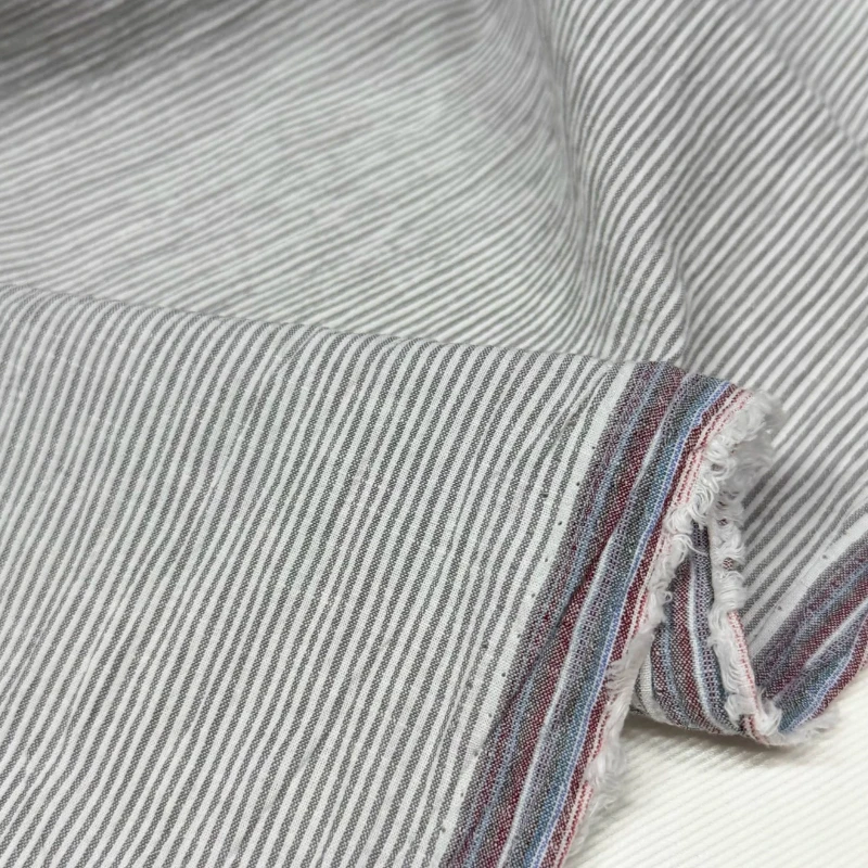 

Light Gray Fine Striped Pure Cotton Fabric Fashion Classic Texture Shirt Dress Casual Pants Spring and Summer Clothing Fabric