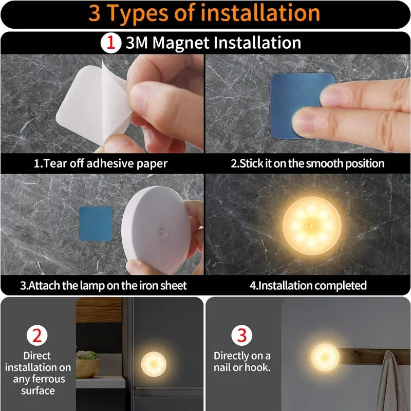 Xiaomi Night Light With Motion Sensor Rechargeable USB Kitchen Cabinet Table Night Lamp Magnetic For Bedroom Room Decoration