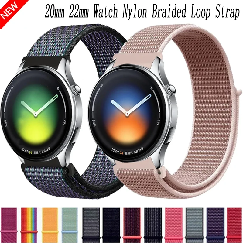 20mm 22mm Nylon Braided Loop Strap For Xiaomi Watch 5/S5-4-3-2-1 Realme Watch 5 Sport Band OPPO Watch S-X3-X2/Oneplus Watch Lite