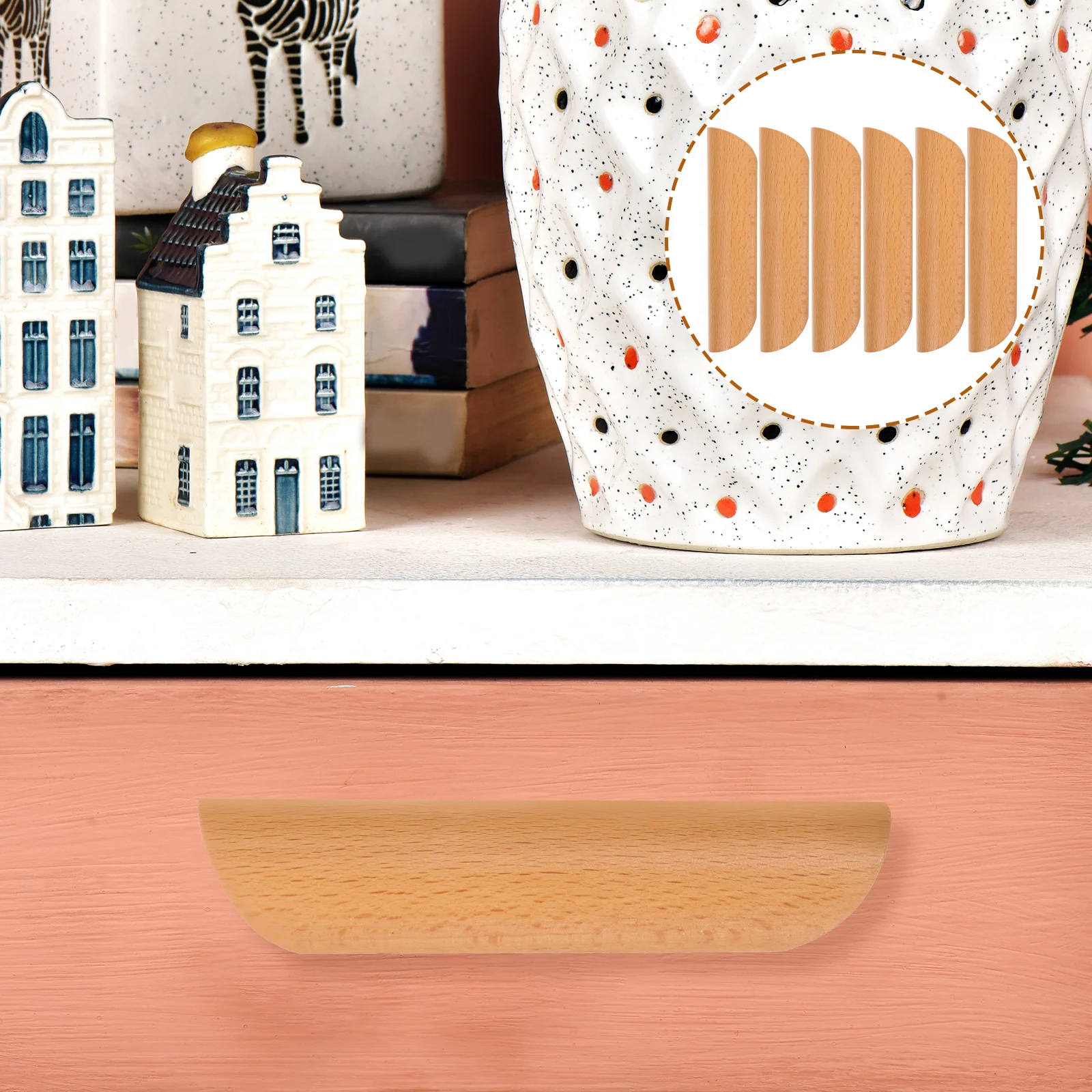 

6 Pcs Circle Solid Wood Cabinet Pulls H les 128 Holes Drawer Pulls Cabinet Knobs Wardrobe Cupboard Furniture Hardware