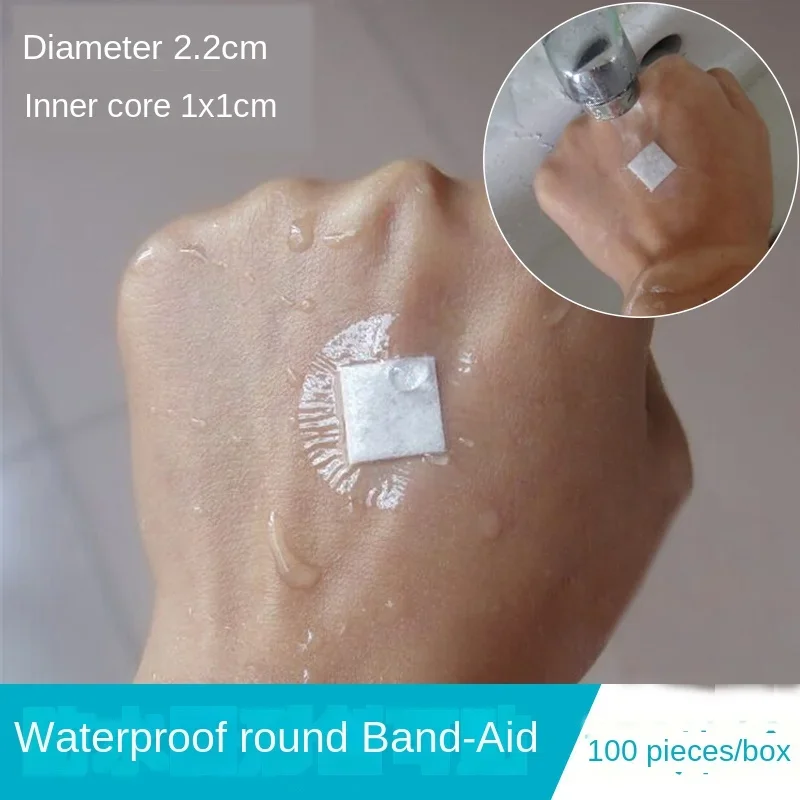 Redondo Band Aid para a pele do bebê, ferida corporal, hemostasia adesivo, respirável, impermeável, transparente, bandagem de primeiros socorros, 100pcs