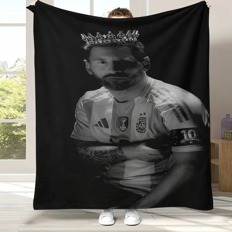 Soccer Legend M-Messi Football Star Flannel Throw Blanket,Cozy Blanket for Bed,Sofa,Living Room,Picnic,Camping,Home Decor,Gift