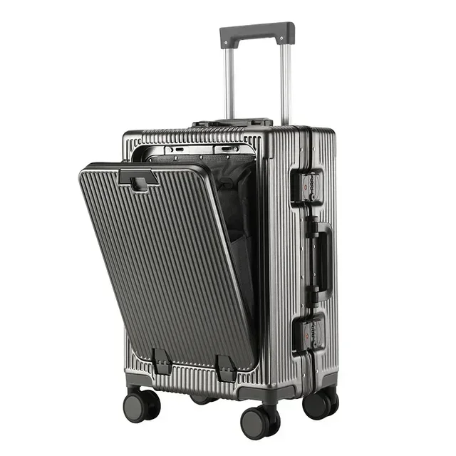 20 inch grote capaciteit reiskoffers multifunctionele koffers met cijferslot op wielen vooropening reistas