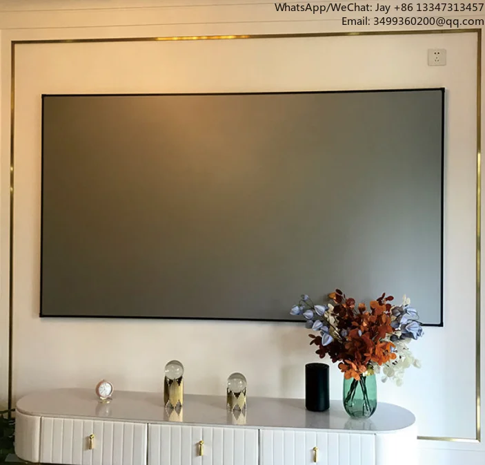 

CAAVITS 100 120 150" 4K HD Projector Screen Narrow Fixed Frame Black Crystal Light Rejecting Screens Wall Mounted Cinema Screen