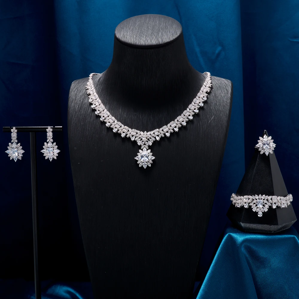 

IN JEWELIFE Luxury Quality Elegant outfits Jewelry Set for Women Color Cubic Zircon Necklaces Woman Trend 2024 Sets Female