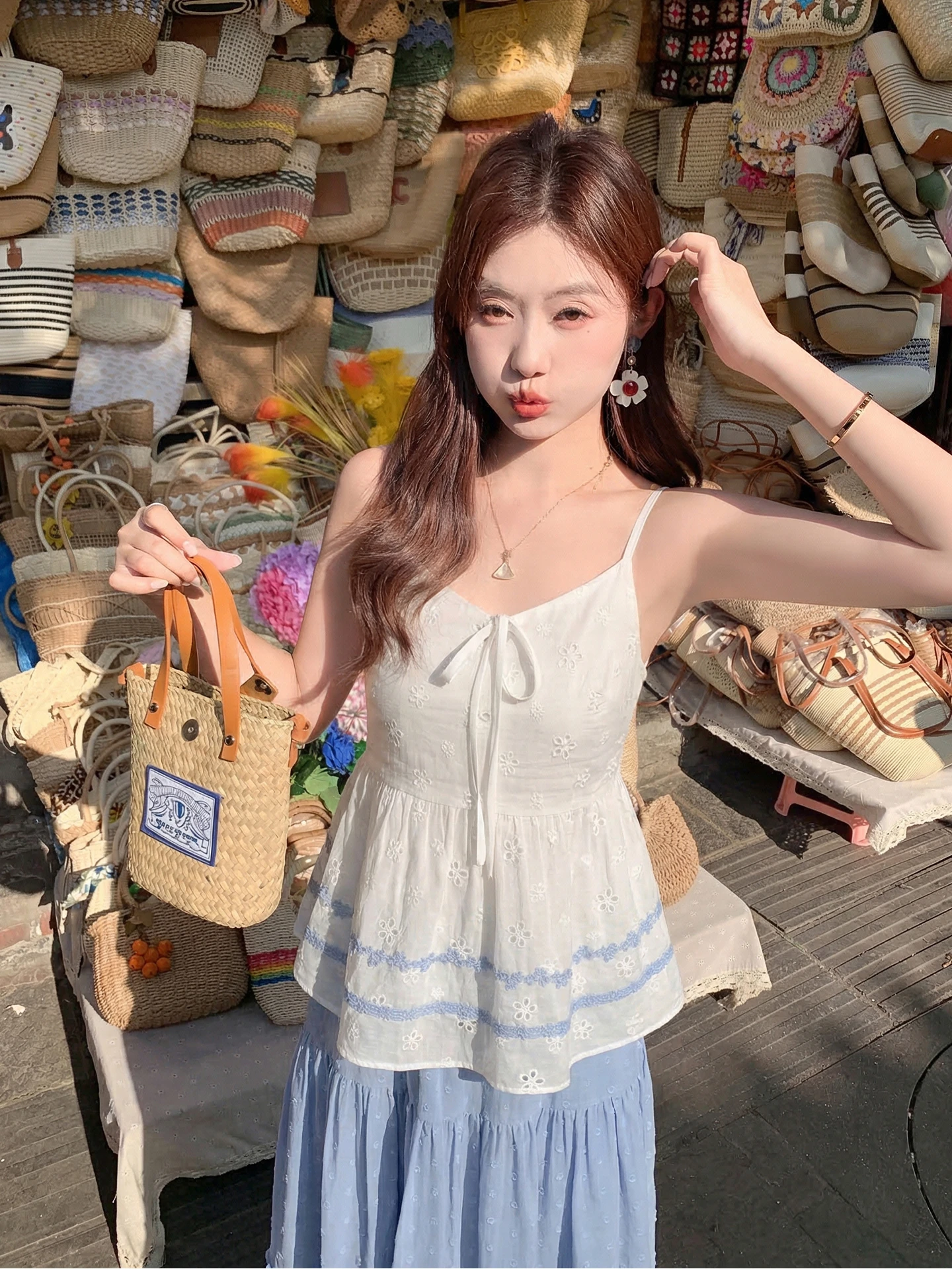 

Женский летний топ Zeng Xiao Salt Sweet Pure: новый, приталенный, в отпускном стиле, без рукавов, в корейском стиле, свободного кроя, верхняя одежда