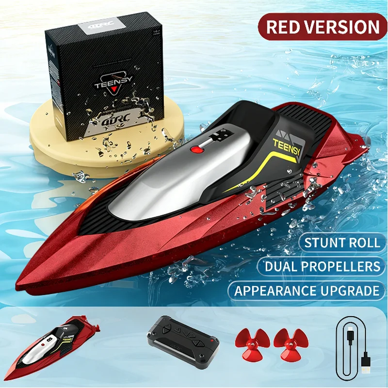 

4DRC 2.4G Мини-лодка на радиоуправлении с двумя моторами, высокоскоростная игрушка для бассейна, USB-перезаряжаемая, летний подарок для детей