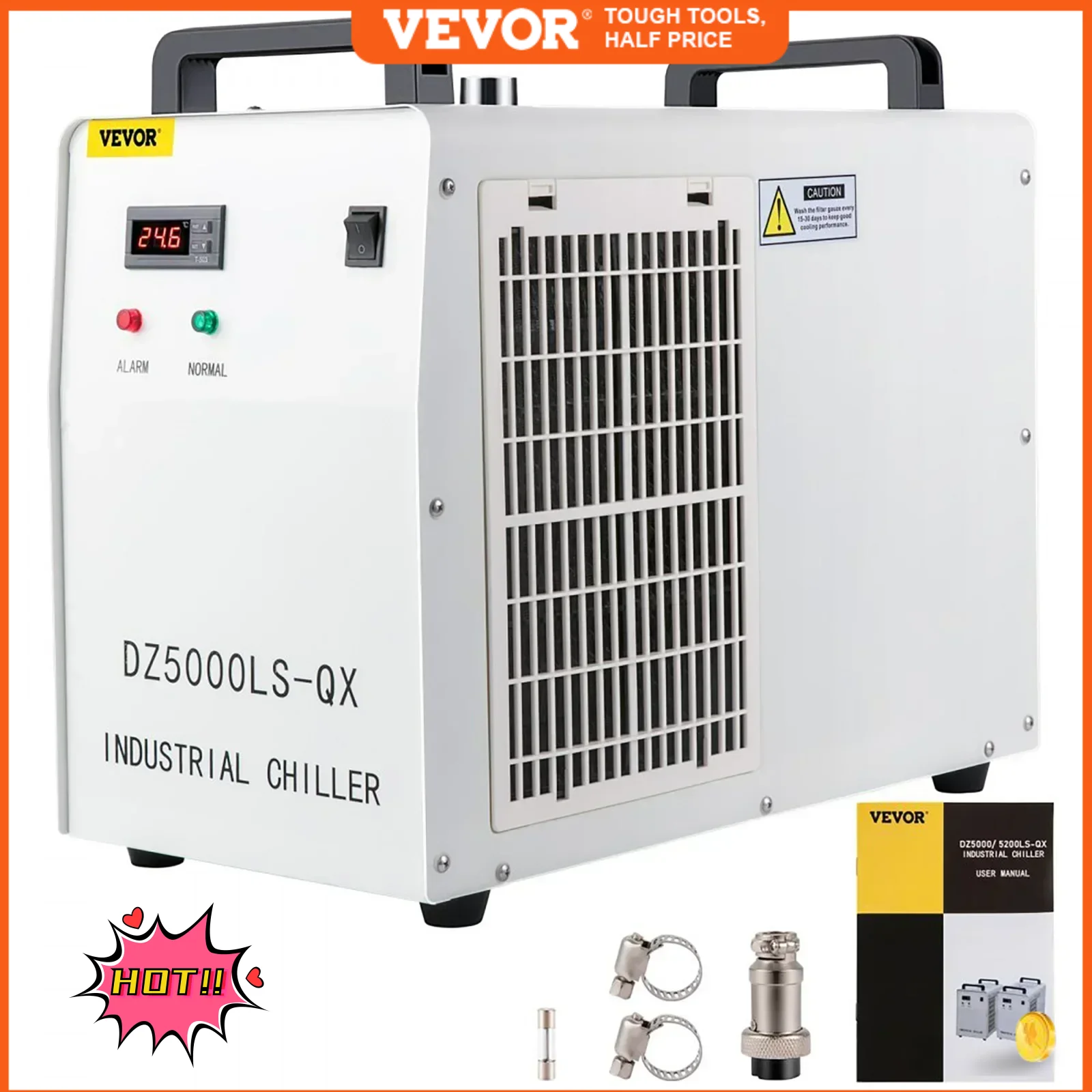 VEVOR Laser Engraver CW-5000 Industrial Water Chiller Thermolysis CNC Machine Cooler for 80W/100W CO2 Glass Laser Tube Cooling