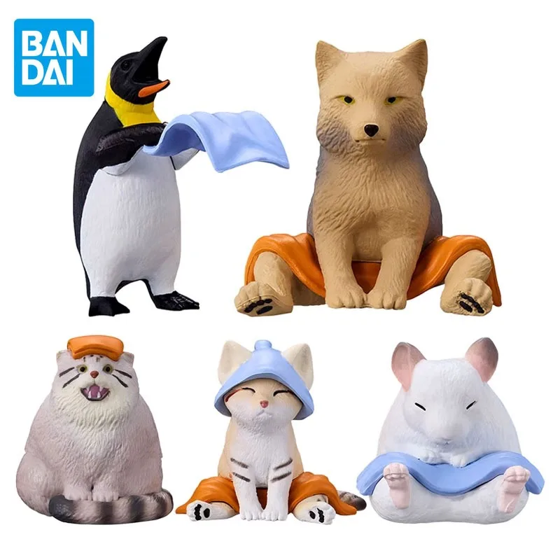 Bandai Original Gashapon Sauna Tiere 11, Anime-Figur, Pinguin, dicke Katze, Actionfigur, Spielzeug für Jungen, Mädchen, Kinder, Geburtstagsgeschenke