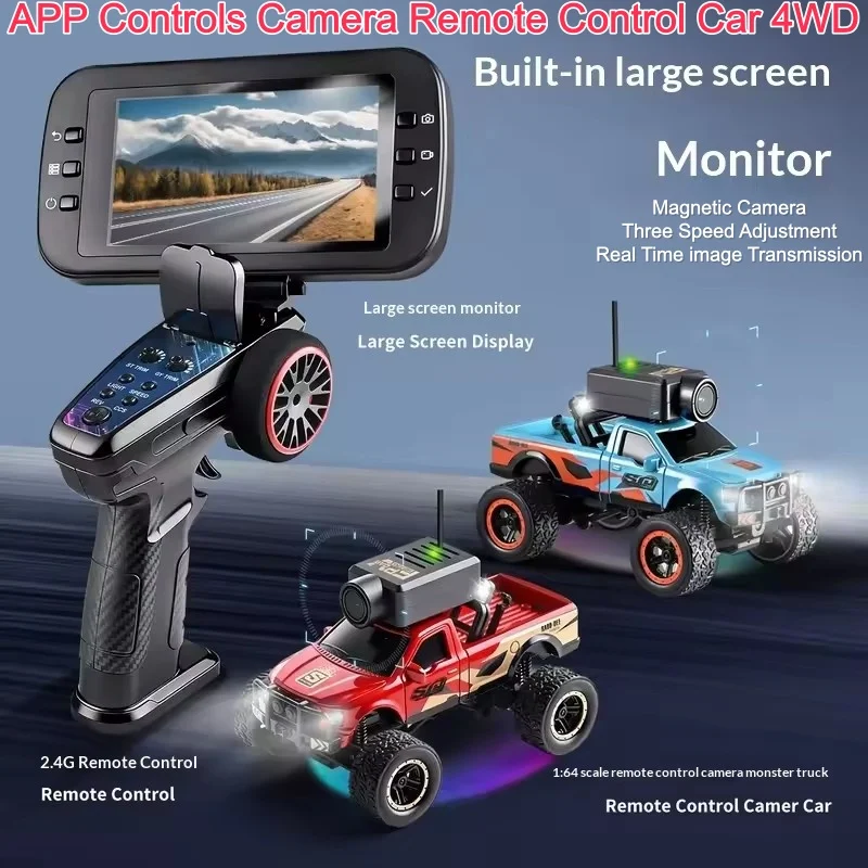 

Миниатюрный портативный внедорожник 4WD 1:64 с Wi-Fi FPV, управлением через приложение, 2.4G, круиз-контролем, LED-подсветкой и ЖК-экраном, радиоуправляемая модель автомобиля
