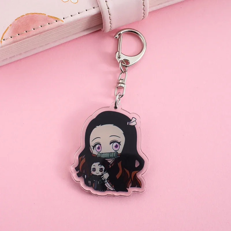 Anime Peripheral Acrylic Keychain Cartoon Character Ornament Key Bag Pendant Clothing Accessories Gifts Demon Slayer