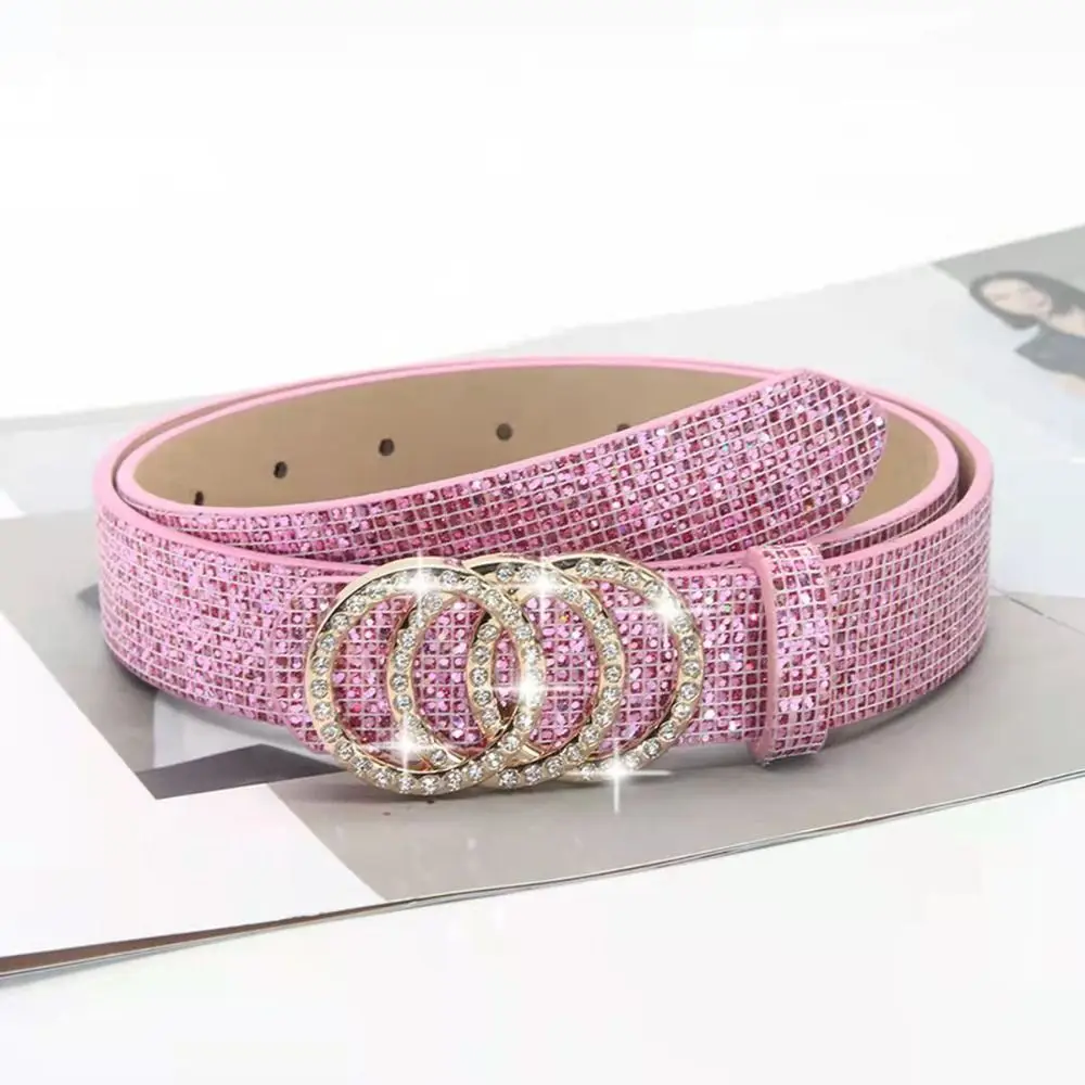 

Винтажный пояс с блестящими стразами, универсальный, роскошный, дизайнерский, из искусственной кожи, с блестящей пряжкой-слайдером, для женщин