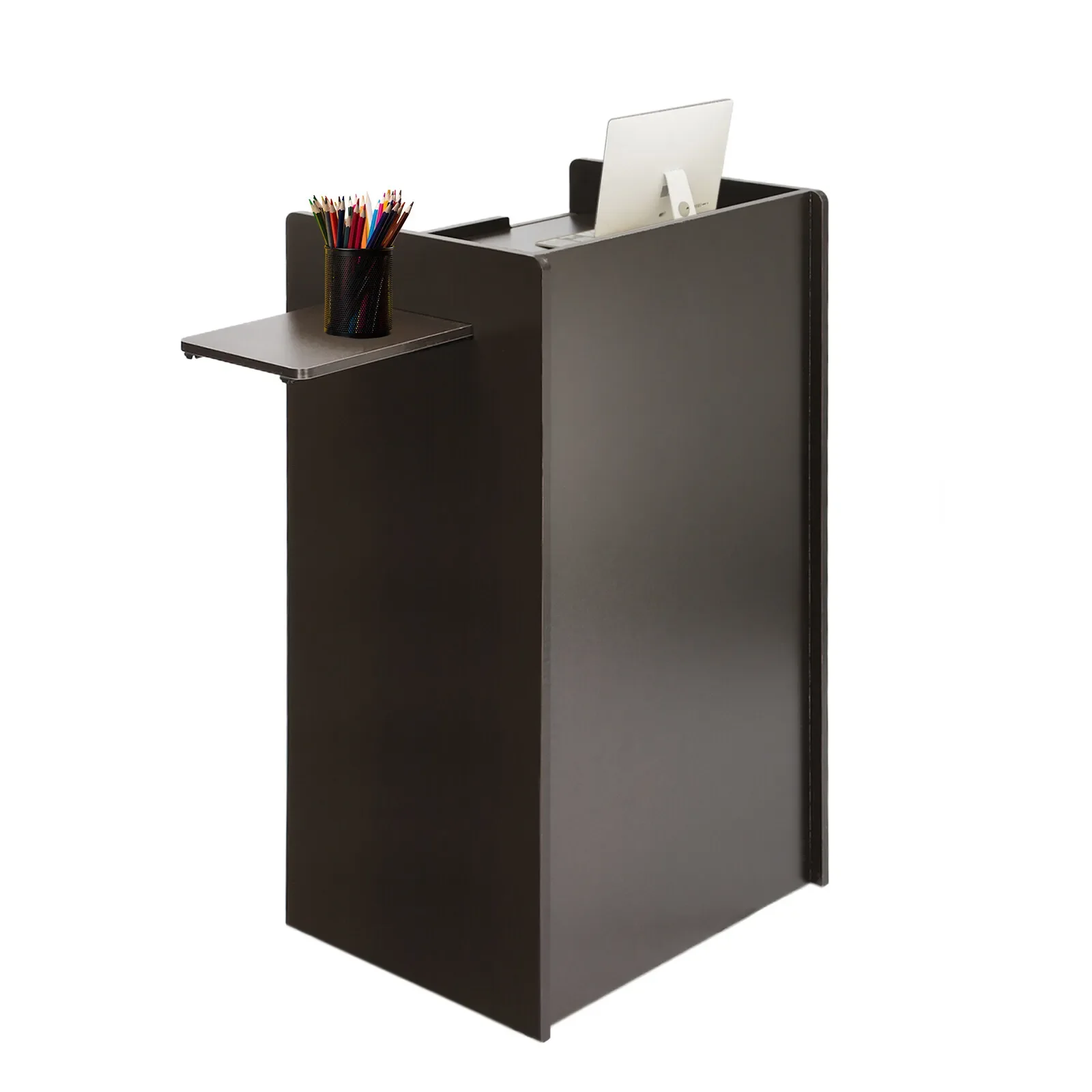 แท่นบรรยายแบบดึงออกขนาด 46"x16"x24" และแผนกต้อนรับ - แท่นปรับความสูงแบบเคลื่อนที่พร้อมล้อล็อค โครงเหล็ก