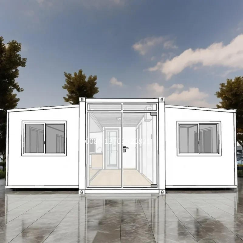 Low Cost Expandable Steel Container House with Terrace Prefab for Office Hotel Kiosk Toilet Use Home Office Friendly