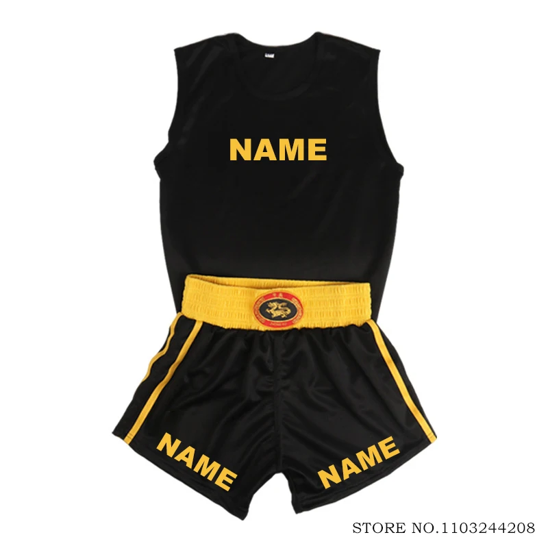 Boxing Shorts Child Custom Name Muay Thai Shorts T-Shirt Vest Men Women Sanda Grappling Kickboxing Fighting Martial Arts Uniform