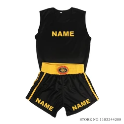 Shorts De Boxe Personalizado e Top Shirt, Roupas De Artes Marciais, Muay Thai T-Shirt, Sanda Vest, Kickboxing, Homens, Mulheres, Crianças, Menino, Menina