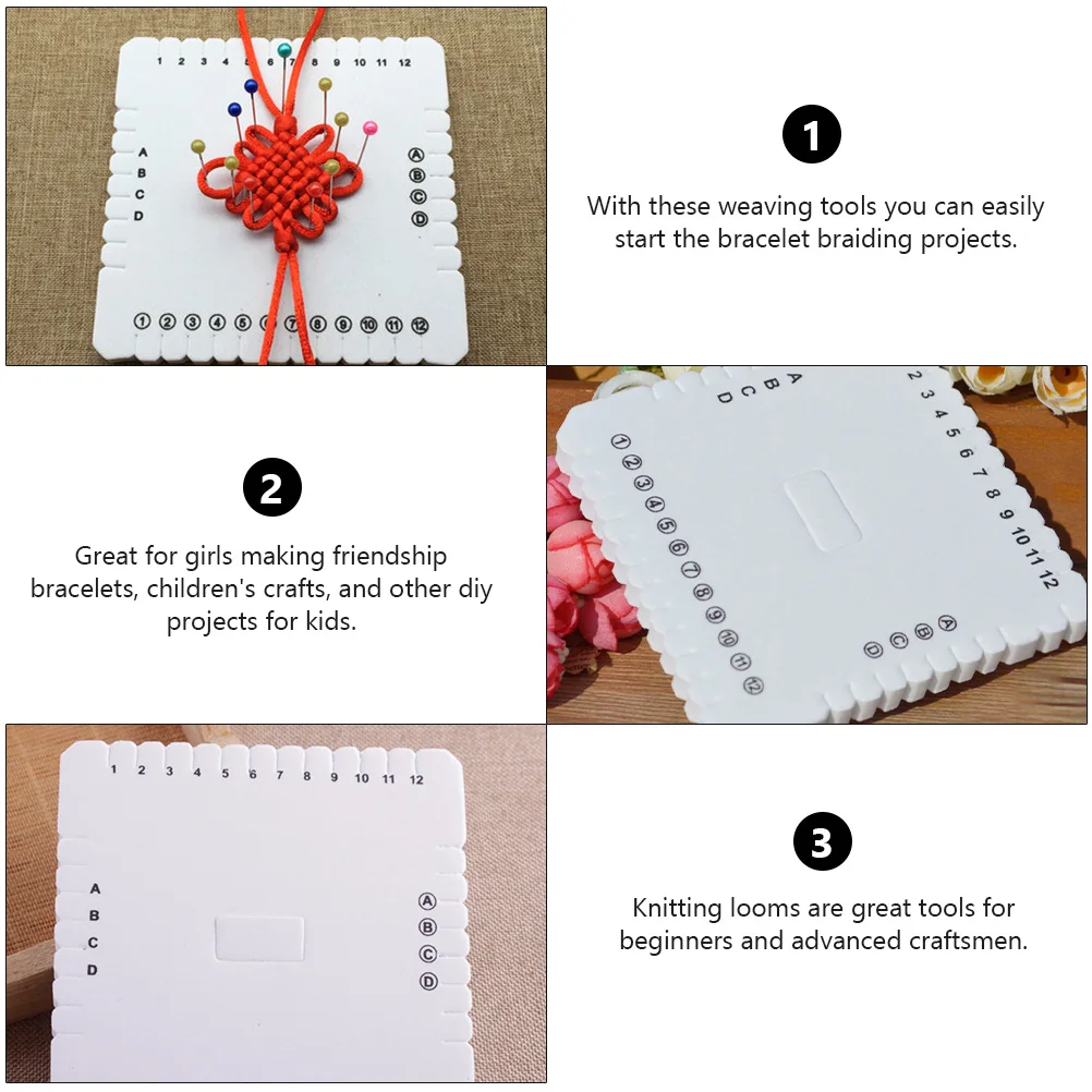 

6pcs Square Braiding Diy Bracelet Necklaces Crafts Rope Weaving Tools Beading Cord Discs s Adults Beginner Maker Board