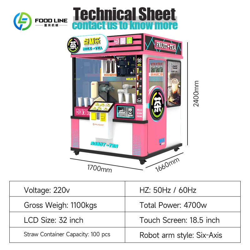 Smart Diy Milk Tea Vending Machine Robot Bubble Tea Equipment Vending Machine for Sale Machine for Small Businesses - Image 2