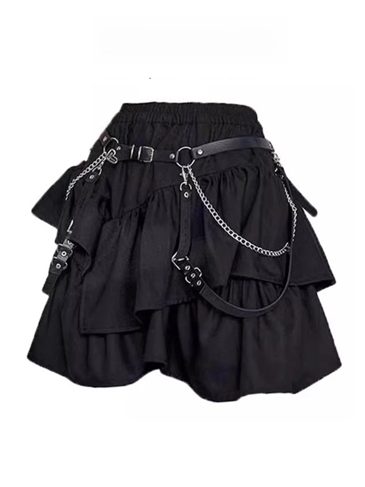High Waist Asymmetrical Black Cake Skirt for Women Spring Sweet Cool Girl Power  Skirt Gothic Street Style A-Line Fluffy ...