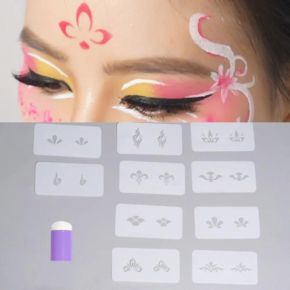 

Трафарет для временных татуировок на лоб: цветы без повторов, DIY-шаблон для макияжа лица, вырезанный трафарет для татуажа