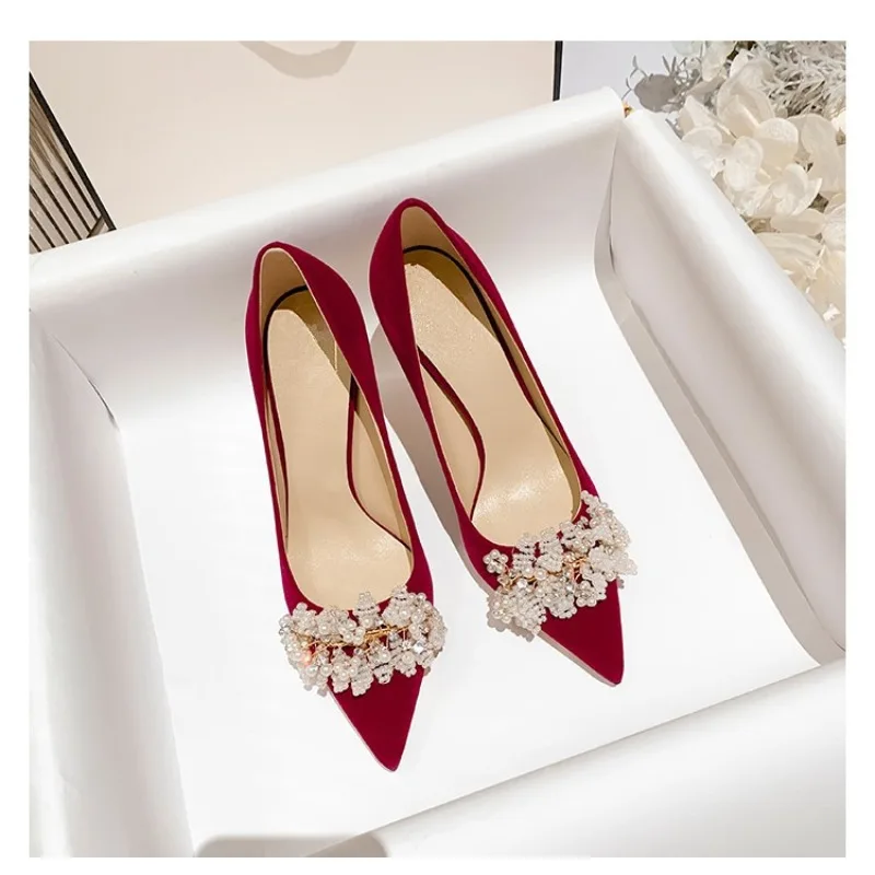Fine Heel Wedding Shoes, New Style Chinese-style Engagement and Toast Dress, High Heels
