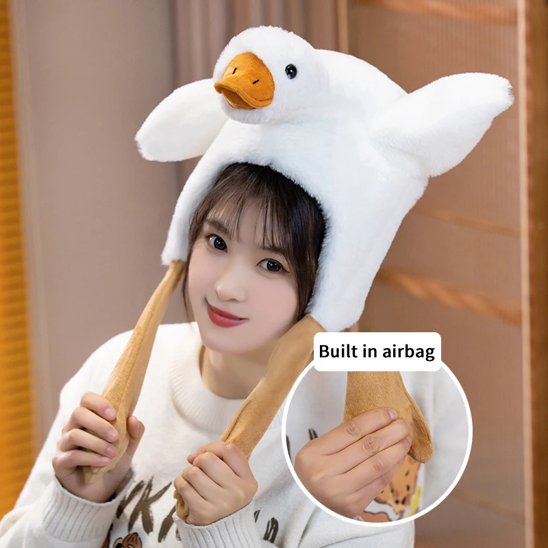 Goose Duck Ear Moving Hat Fun Cute Plush Animal Warm Hat Lovely LED Glowing Moving Ears Hats Funny Cosplay Party Caps Kid Gifts