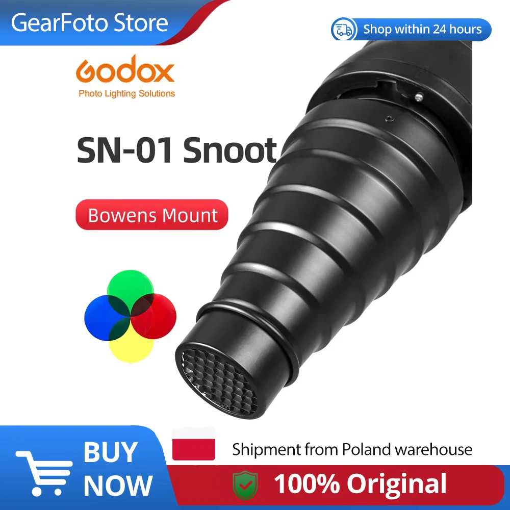 GODOX SN-01 Bowens Mount Snoot Honeycomb Grid SN-01 Studioflitsaccessoires Professionele studiolampfittingen voor DE300 SK400II SK400IIIV SL150III SL300III DP600IIIV SL60IID SL60IIBI SL-60W