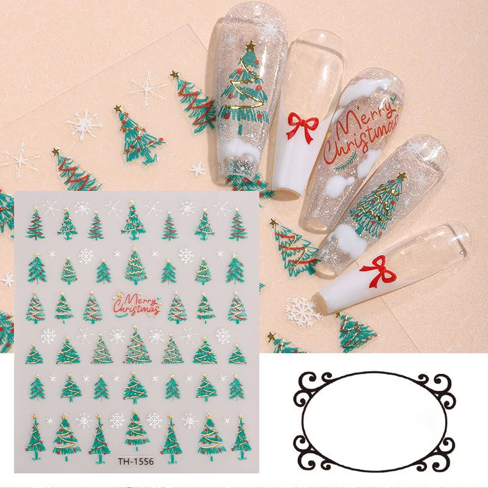 Nuovi adesivi natalizi per nail art fai da te 3D abbronzanti glitter albero di Natale cervo fiocco di neve vendita calda INS decalcomanie per nail art