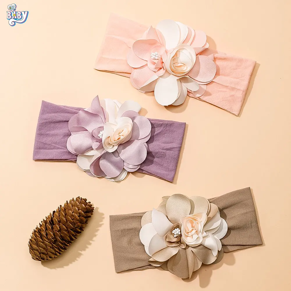 Baby Accessories for Newborn Toddler Kids Baby Girl Boy Flower Elastic Nylon Headbands Fashion Headwear Soft Hair Bands