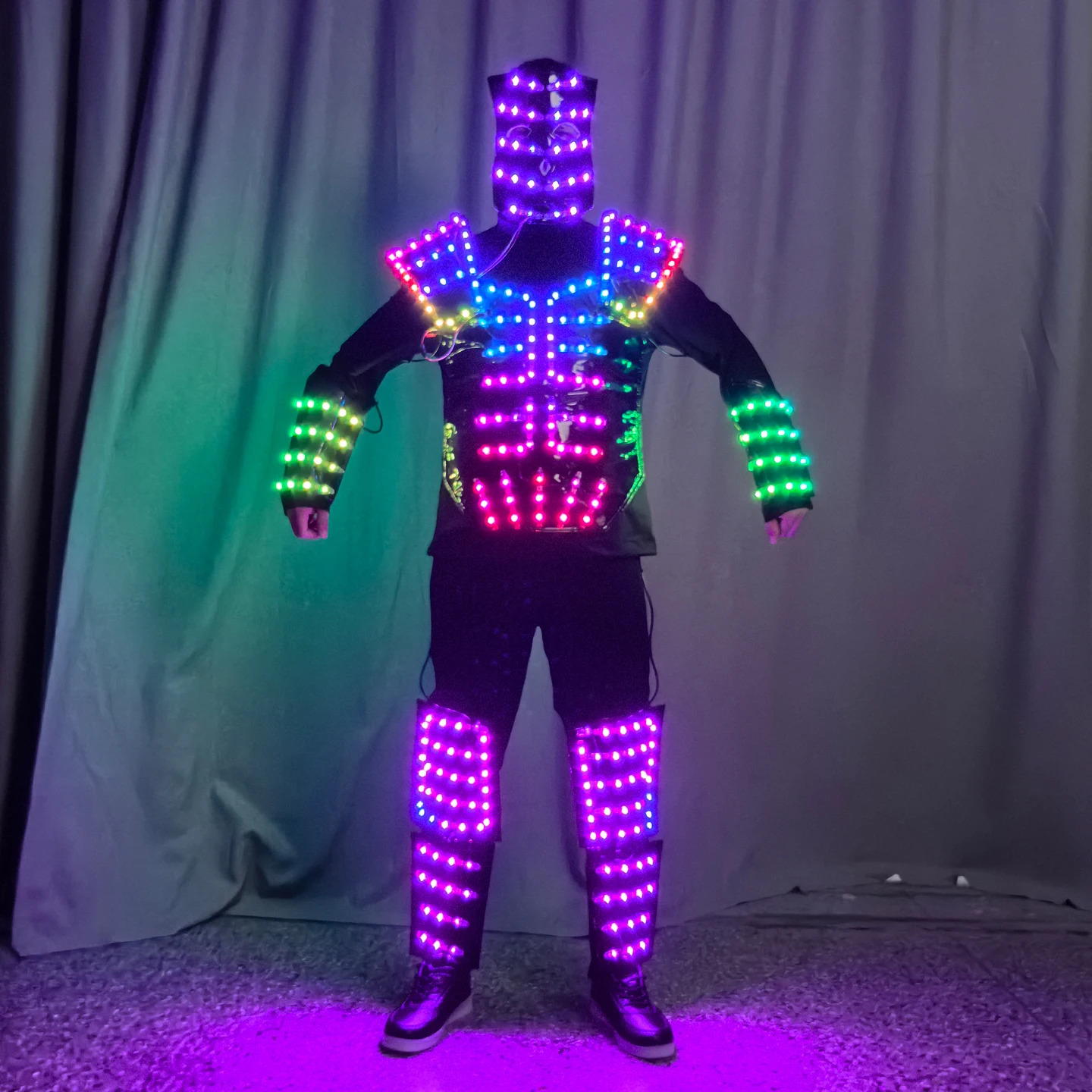 

Creative LED Light Emitting Costume Mask Bar Dance Performance Atmosphere Props Long Sleeve Long Pants Youth Suitable