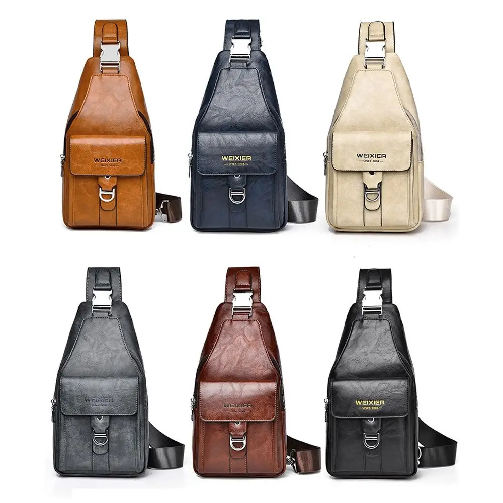 

PU Leather Men Waist Bag Waterproof Anti-theft Chest Bag Large-capacity Multi-layer Close Fitting Waist Bags for Outdoor