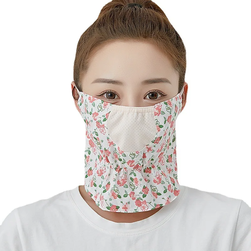 Spring Summer Mask New Neck Protection Breathable Sunscreen Women\'s Masks Outdoor Riding Floral Sand Veil Opening Dust Mask