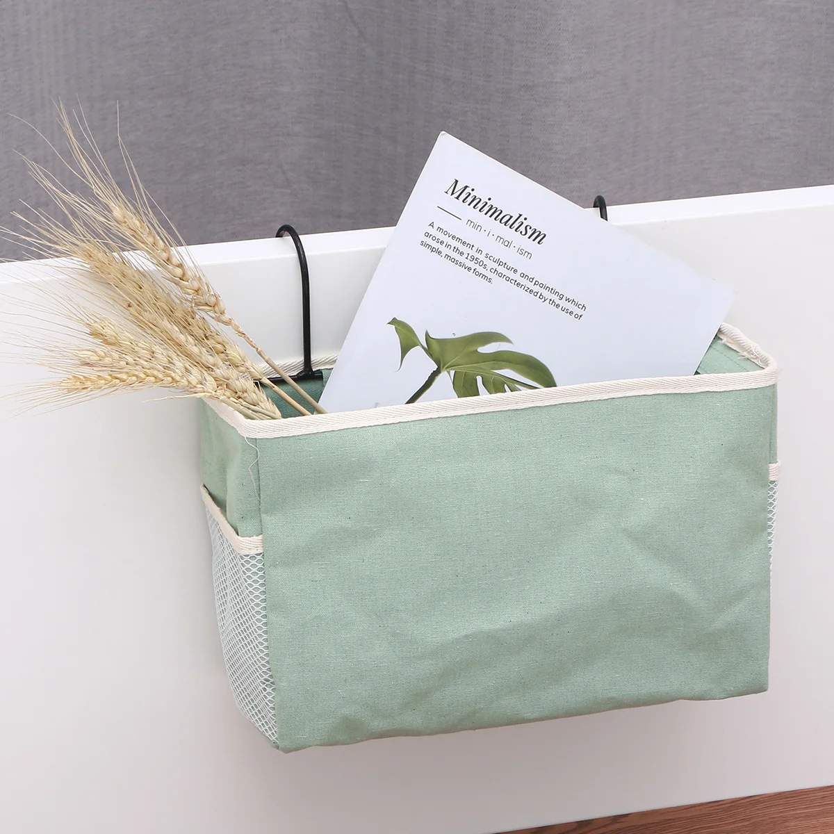 

1Pcs Felt Fabric Bedside Storage Bag Canvas Hanging Organizer Large Capacity for Dorm Car Bed Rail Storage Holder Lake Blue Easy