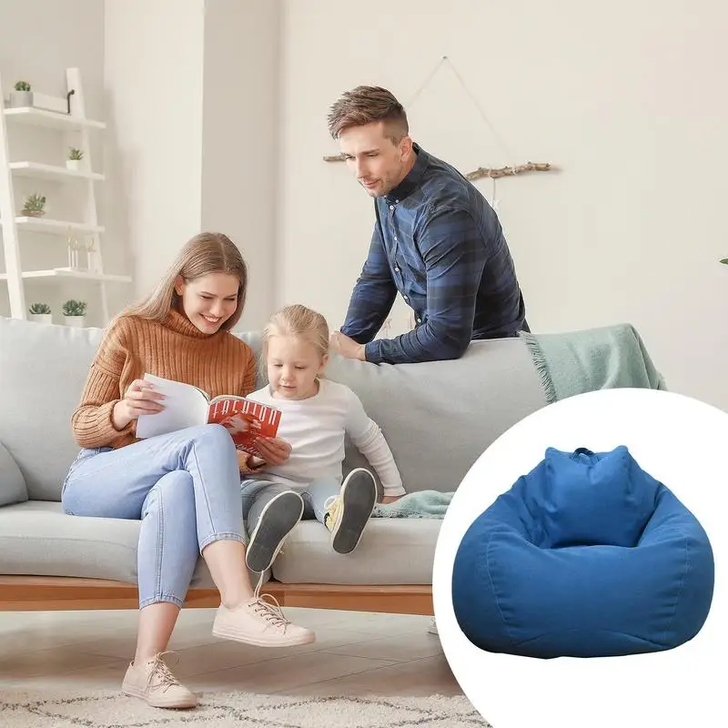 Lazy Sofas Cover Large Bean Bag Cover Without Filler Breathable Adult Child Tatami Living Room Decorative Cover image 3