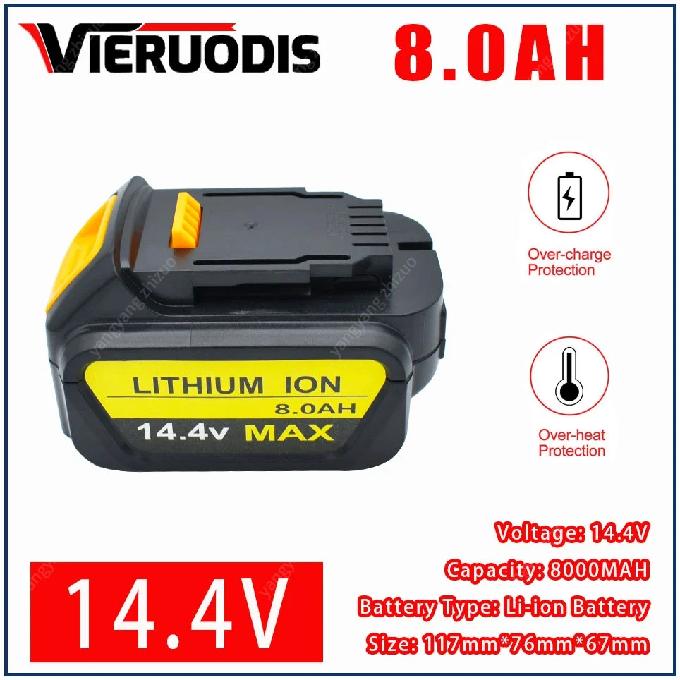 

for Dewalt 14.4V 8.0AH/6.0AH power tools battery DCB140 DCB141 DCB142 DCD735L2 DCF835C2 DCF835L2 DCL030 lithium-ion battery