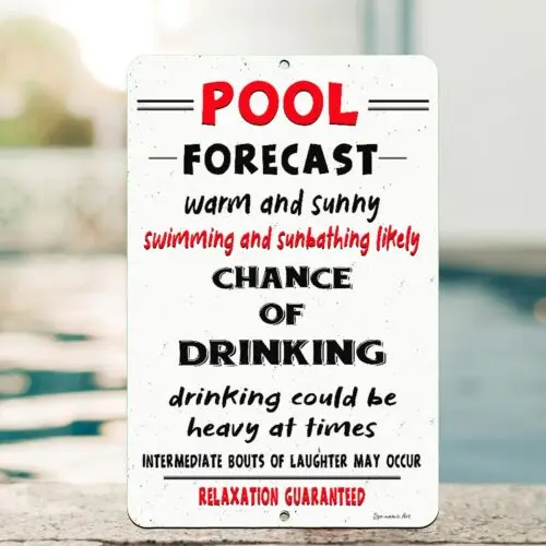 Pool Sign Funny Saying Poolside Metal Bar Sign Outdoor Decor by Dyenamic Art