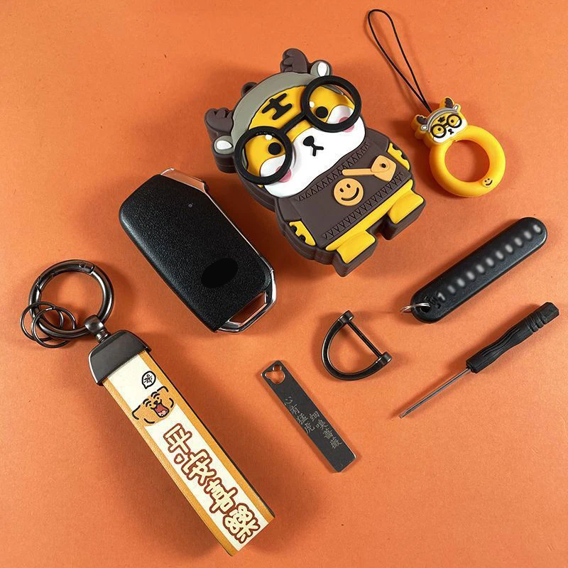 ICAR Cartoon Tiger for Kia KN Sportage Ceed Sorento Cerato Forte Smart Remote Car Key Case Cover Fob Holder Keyring Accessories