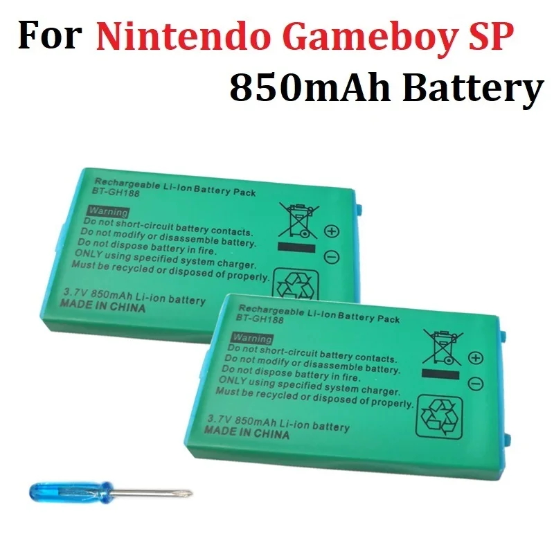 

3.7v rechargeable 850mAh lithium battery for Nintendo GBASP GameBoy Advance GBA SP