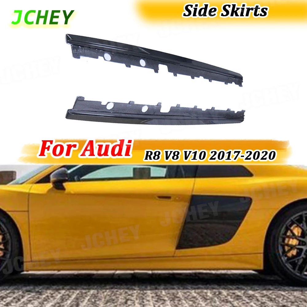 

JCHEY Carbon Fiber Car Side Skirts Rear Lip Diffuser Body Kits for Audi R8 V8 V10 2017-2020 Side Bumper Extension FRP