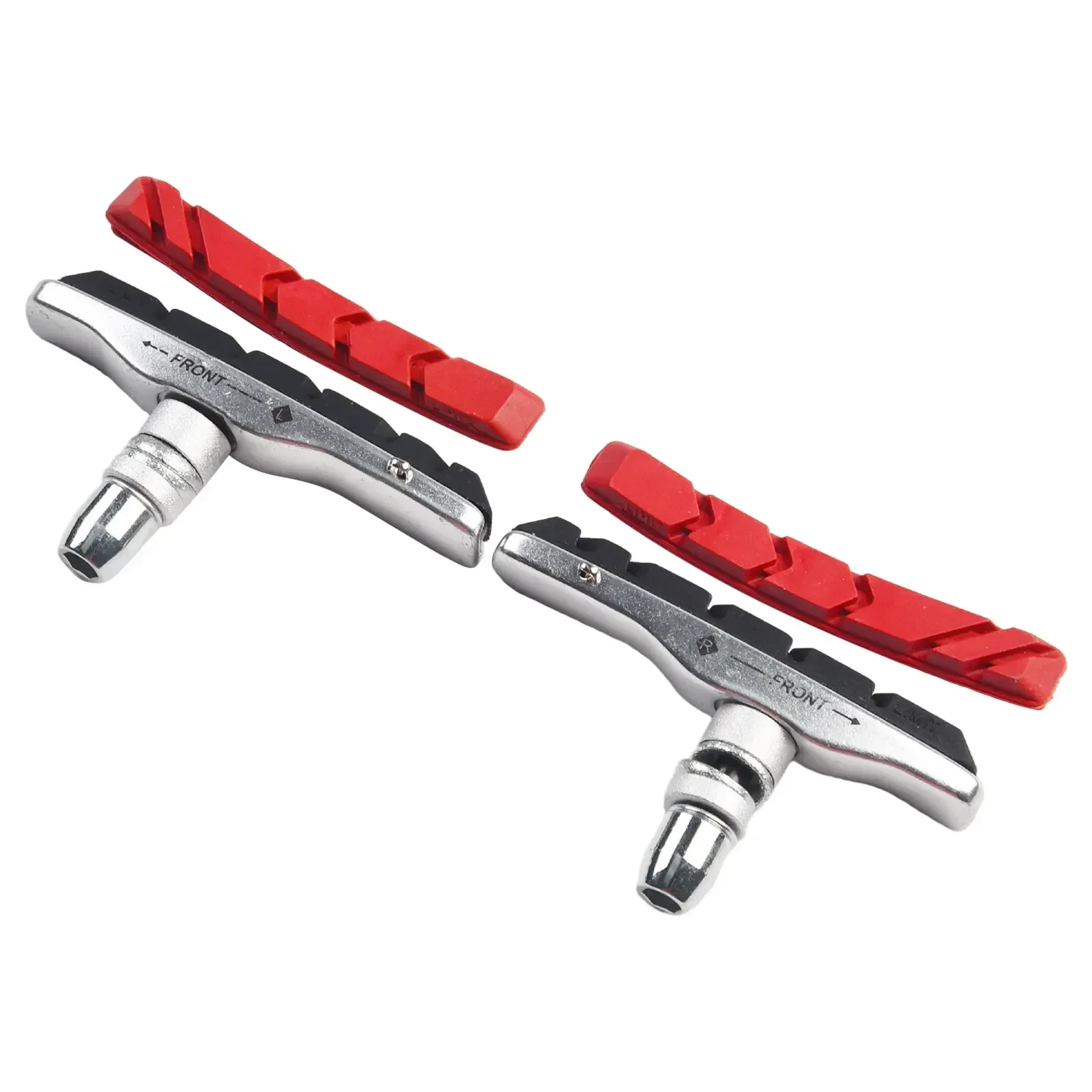 V-Brake Shoes Wear-Resistant Efficient Braking In Wet Weather Drain Pan Easily Remove Dirt Black/Red Mountain Bike Accessories