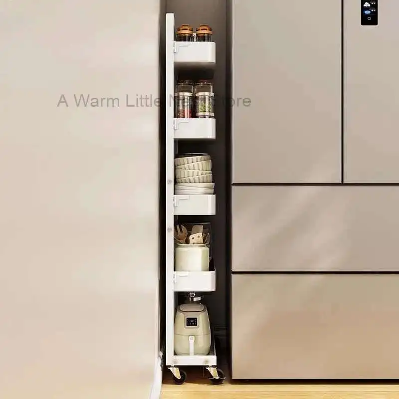 

Kitchen Narrow Storage Rack Refrigerator 15cm Side Storage Small Cart Narrow Style Rolling Storage Cart Kitchen Organizer Items