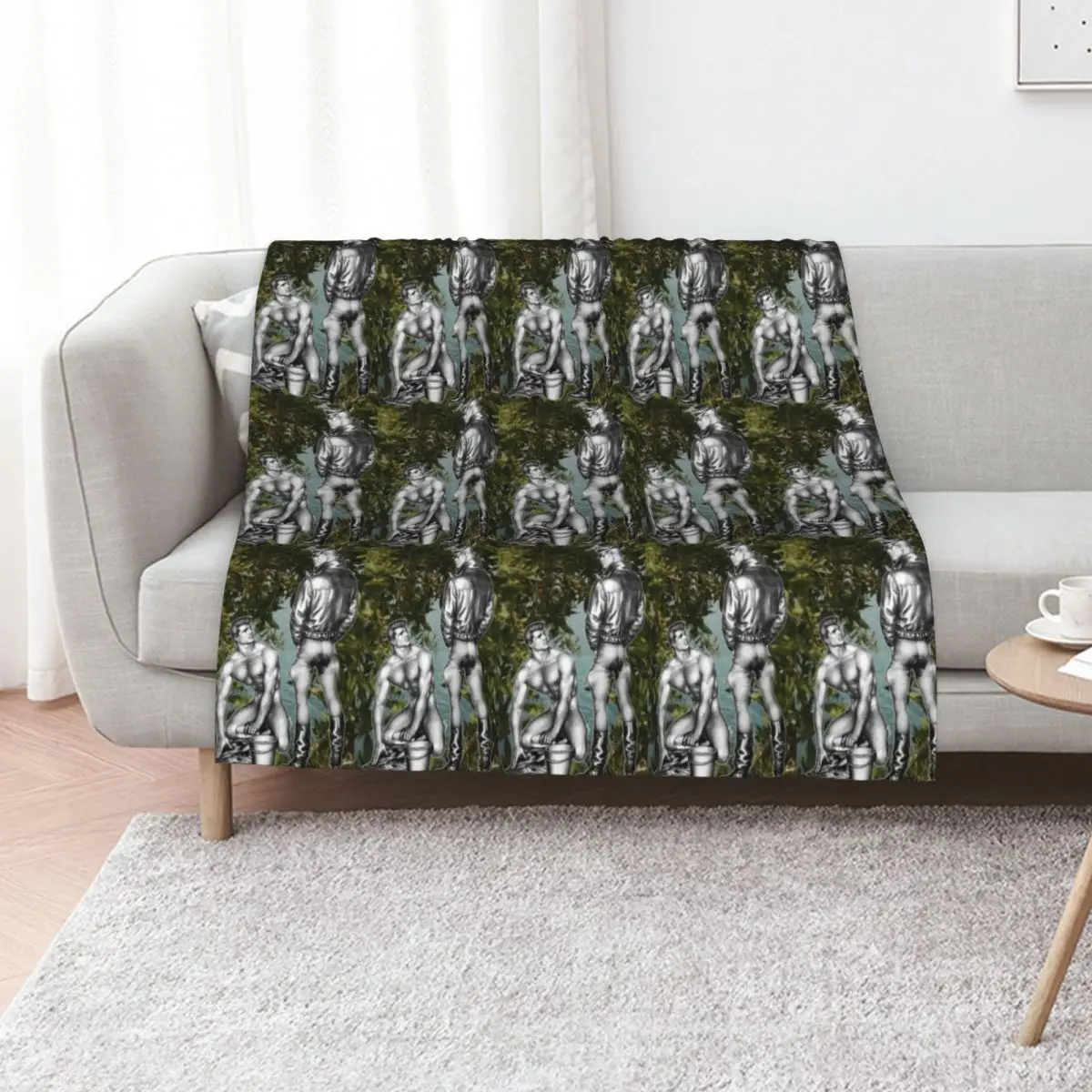 Tom of Finland Riverside Physique Pictorial Throw Blanket Lightweight Cozy Blanket for Bed Sofa