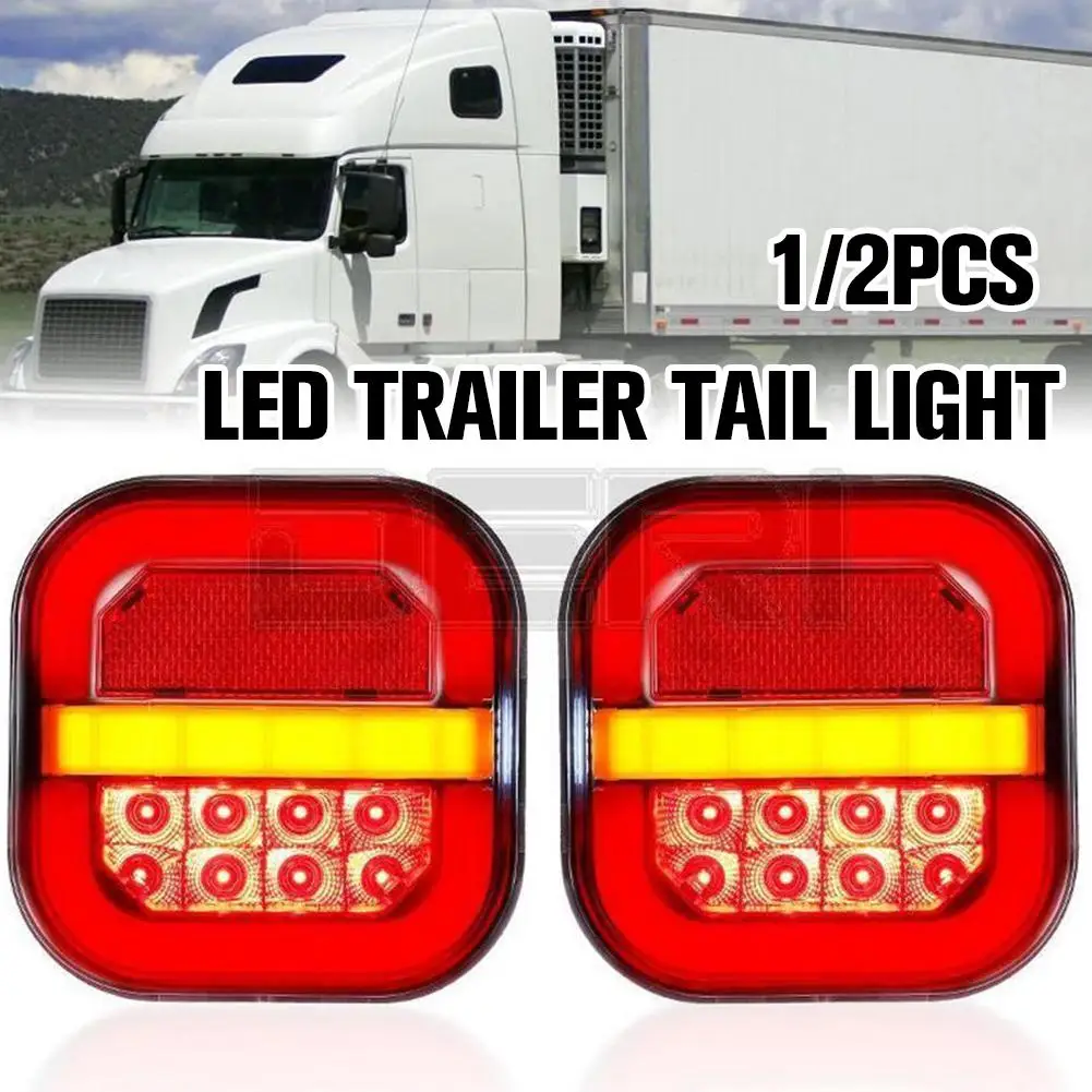 

Light guide Square LED Trailer Taillight Turn Signal Rear Fog Indicator License Plate Lamp for Car Trailer Truck Boat Lorry Van